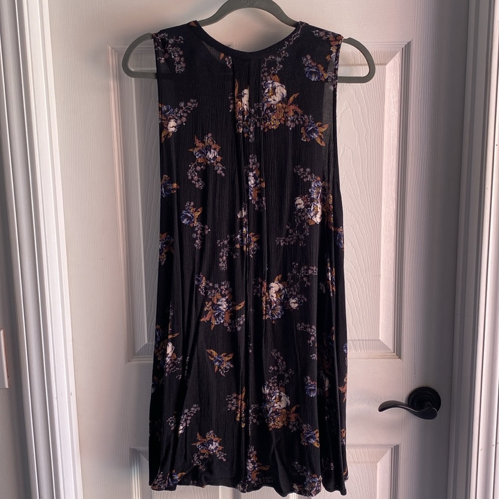 Free People S Tree Swing Tank Top Tunic Dress Sleeveless Keyhole Raven Black. - Picture 5 of 15